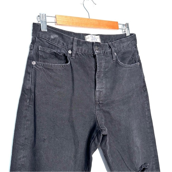 Free People | We the Free Black Ripped Distressed Boyfriend Jeans Size 26 - Picture 3 of 11